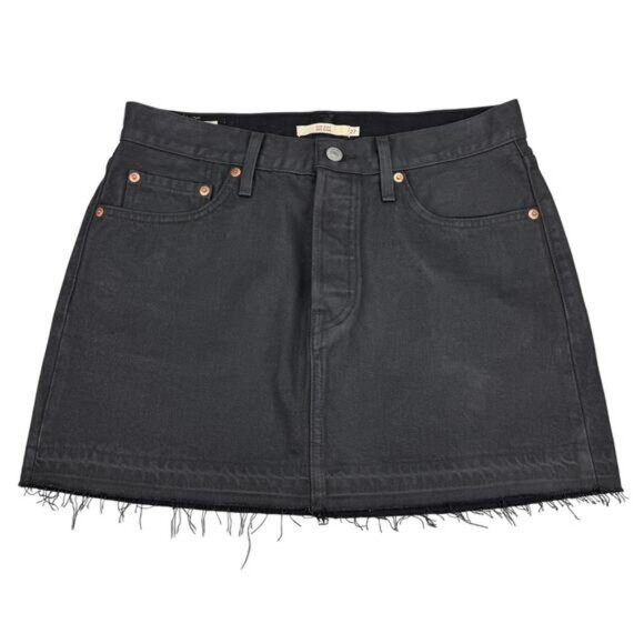 Levi's Icon Coated Mini Skirt In Black Posh Party Skirt - Picture 3 of 8